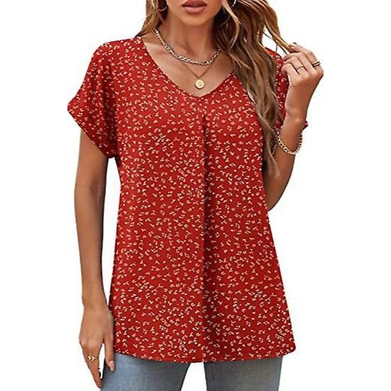 2022 Women’s New Brand Fashion Loose V-neck Short-sleeved Top Shirt