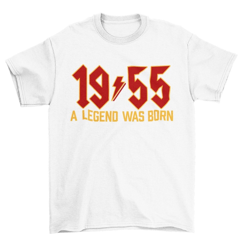70Th Birthday T Shirt For 2025 1955 A Legend Was Born Retro Heavy Metal Font