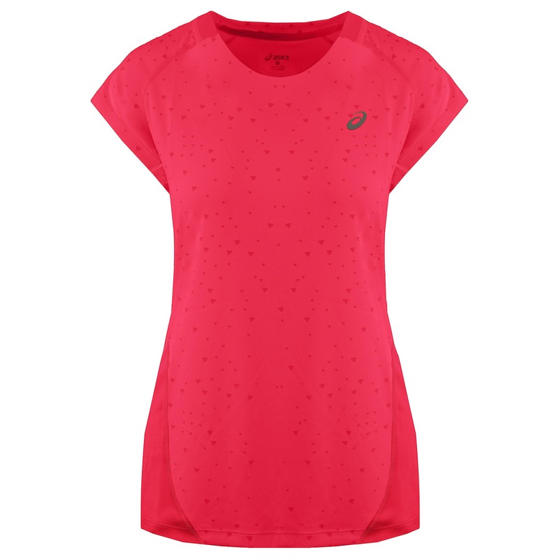 Asics Short Sleeve Round Neck Pink Printed Womens T-Shirt 129955 6016