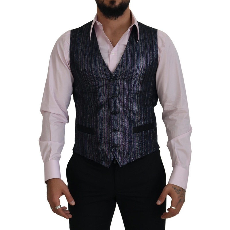 Dolce & Gabbana Multicolor Polyester Waistcoat Dress Formal Vest