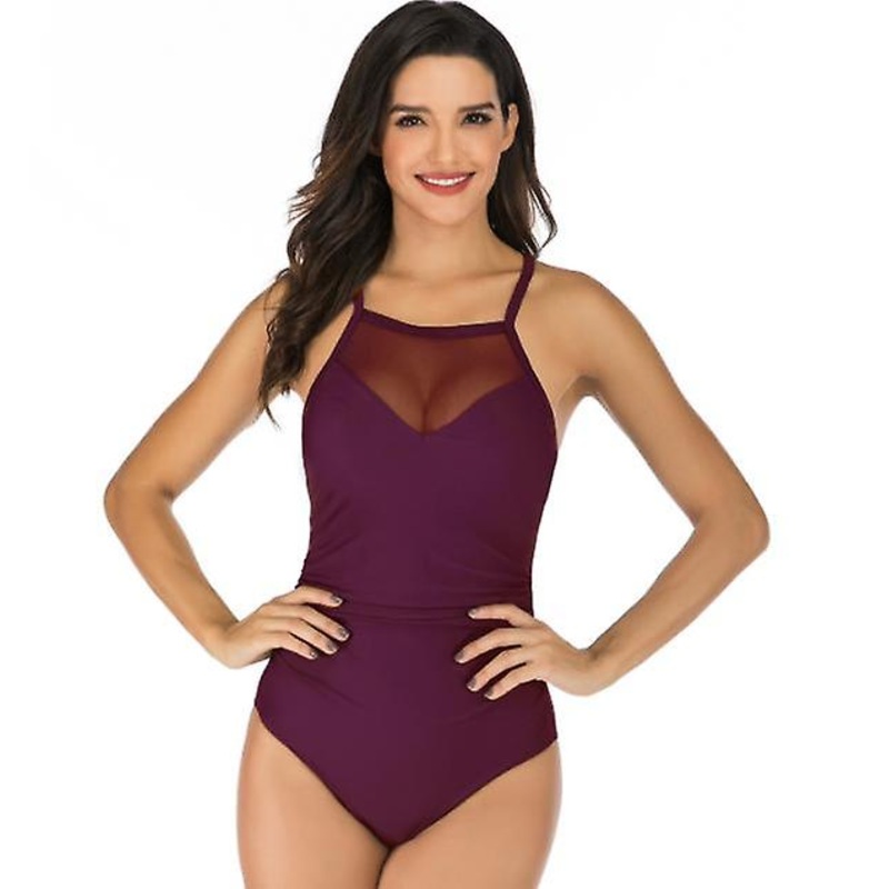 Fashion New Fashion  Women’s Lace Sling Solid Color One Piece Swimsuit