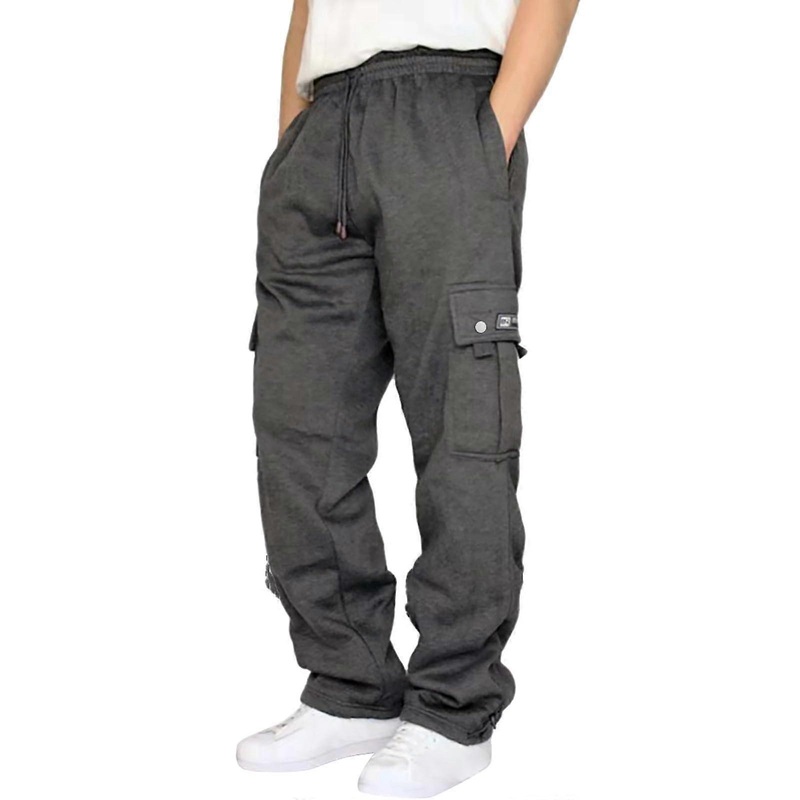 Sporthose Men’s Jogging Pants with Elastic Waist, Solid Color Baggy Loose Pants with Multilayer Pockets in Different Colors
