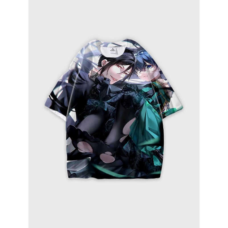 T-Shirt Short Sleeve Round Neck, Summer Casual Loose Graphic Tee, Unisex Black Butler U3129