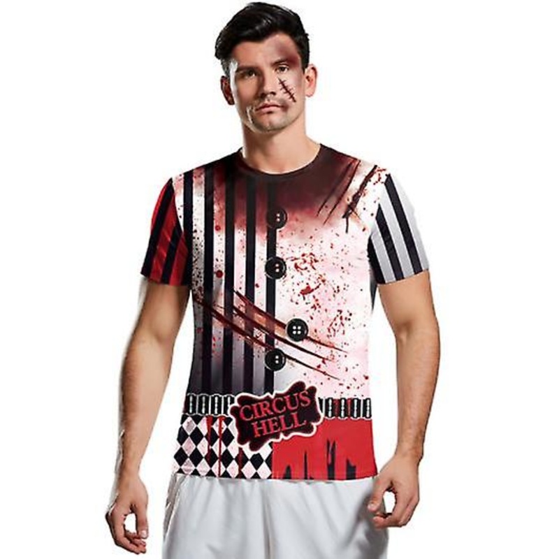 2022 Men’s And Women’s Horror Bloody 3d Digital Printing Halloween Costume Crew Neck Short Sleeve Top