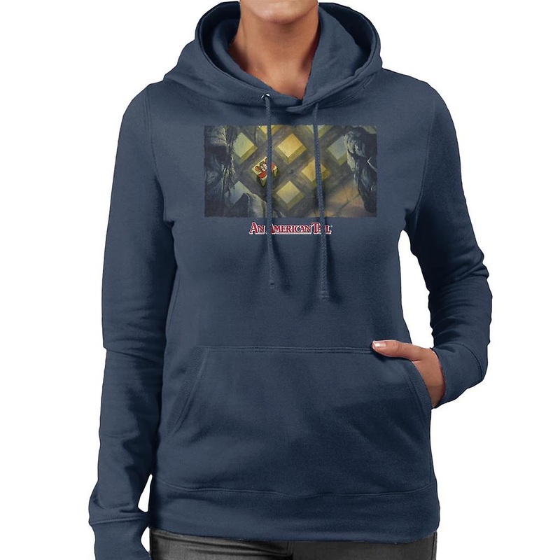 An American Tail Fieval Looking Down Distressed Women’s Hooded Sweatshirt