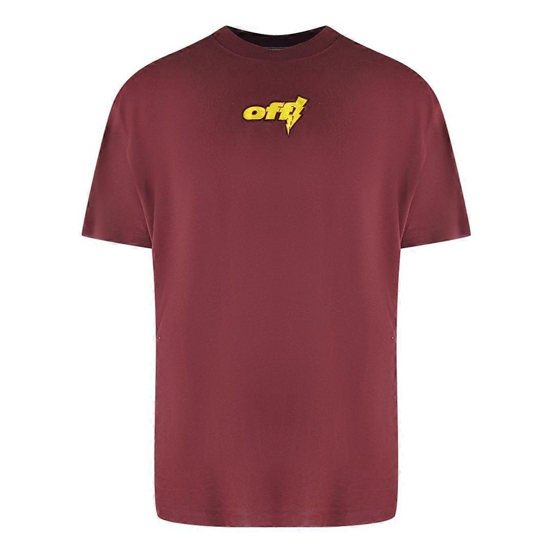 Off-White Thunder Stable Oversized Fit Burgundy T-Shirt