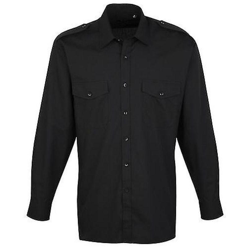 Premier Mens Long Sleeve Pilot Plain Work Shirt