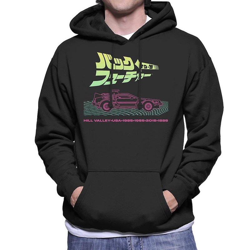 Back to the Future Delorean Hill Valley Vaporwave Men’s Hooded Sweatshirt