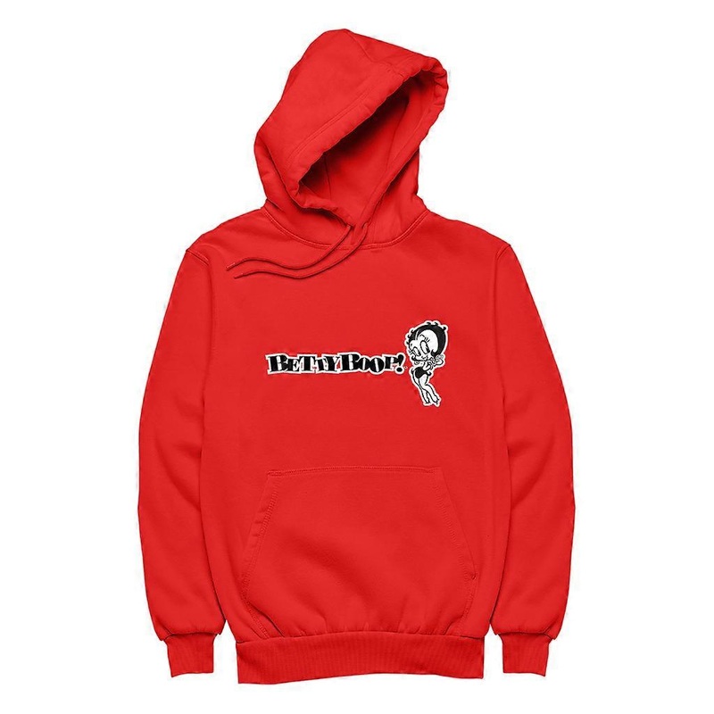 Betty Boop Black And White Text Women’s Hooded Sweatshirt