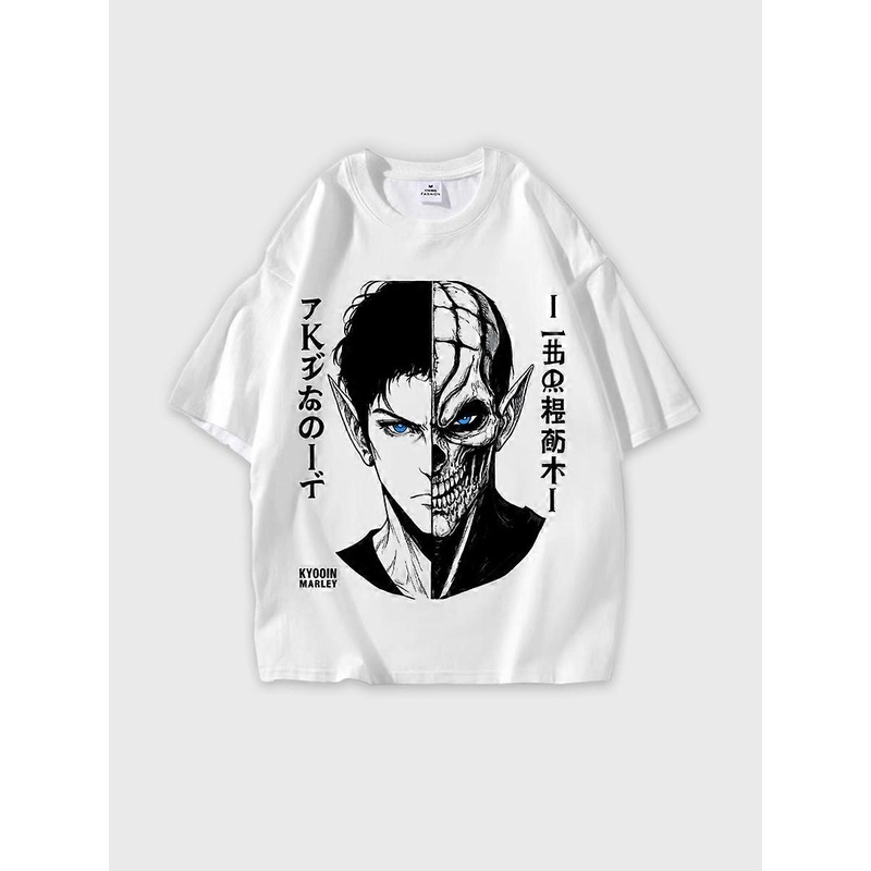 T-shirt round neck Character Pattern loose short sleeve P1772
