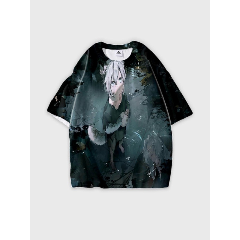 T-Shirt Round Neck, Loose Short Sleeve Onmyoji Graphic Tee, Unisex Summer Casual Top V376