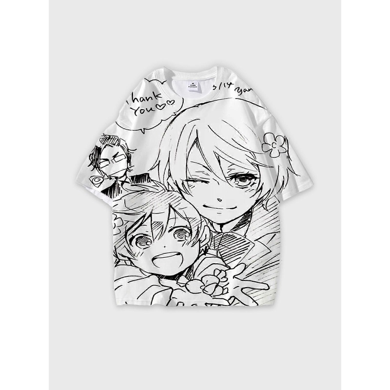 T-Shirt Short Sleeve Round Neck, Summer Casual Loose Graphic Tee, Unisex Black Butler U2710