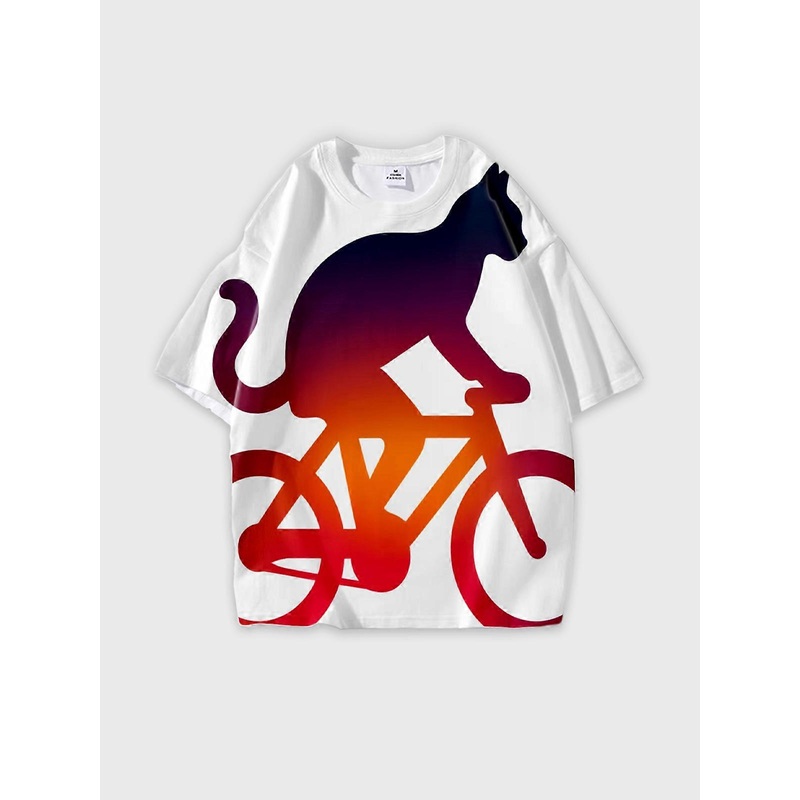 T-Shirt Short Sleeve Round Neck, Summer Casual Loose Graphic Tee, Unisex Pattern V3469