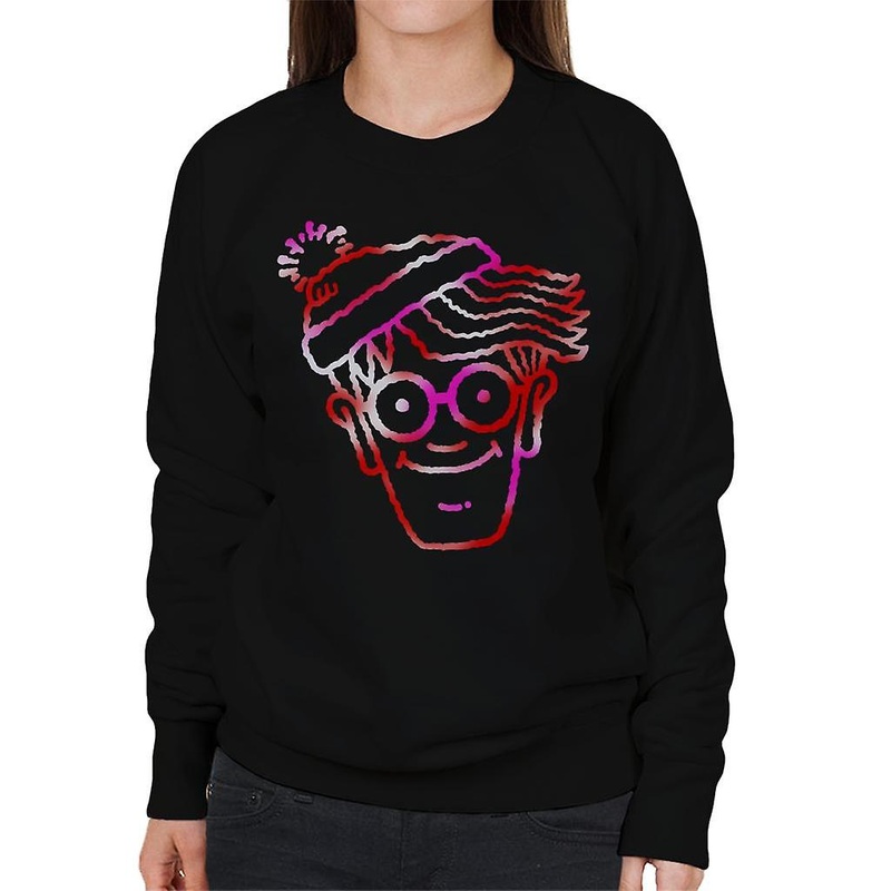 Where’s Wally Red And Pink Character Head Outline Women’s Sweatshirt