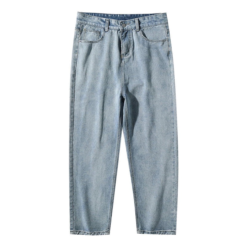 Baggy Jeans Men’s Straight Lightweight Streetwear Trousers Vintage Light Blue 3XL Cargo Wide Leg Skater Pants