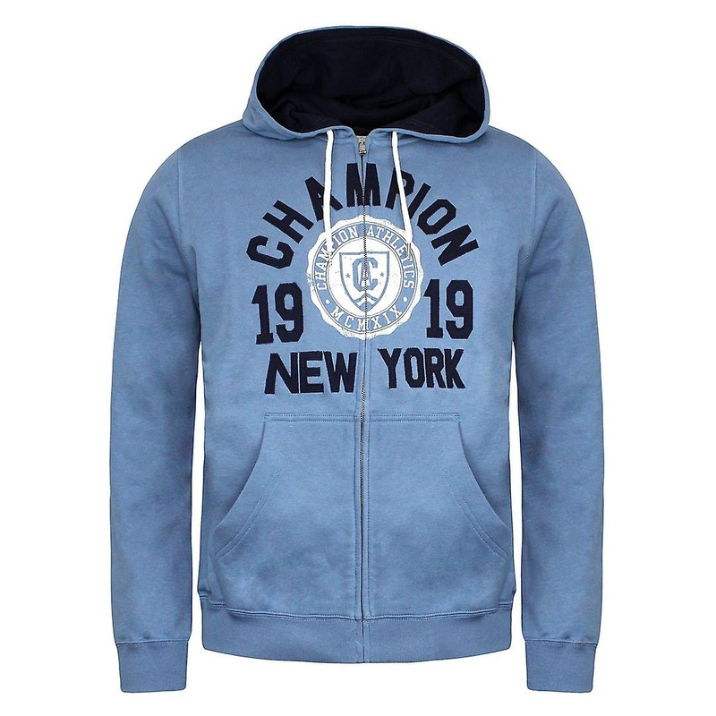 Champion Easy Fit Long Sleeve Zip Up Blue Mens Hooded Track Jacket 208371 1630
