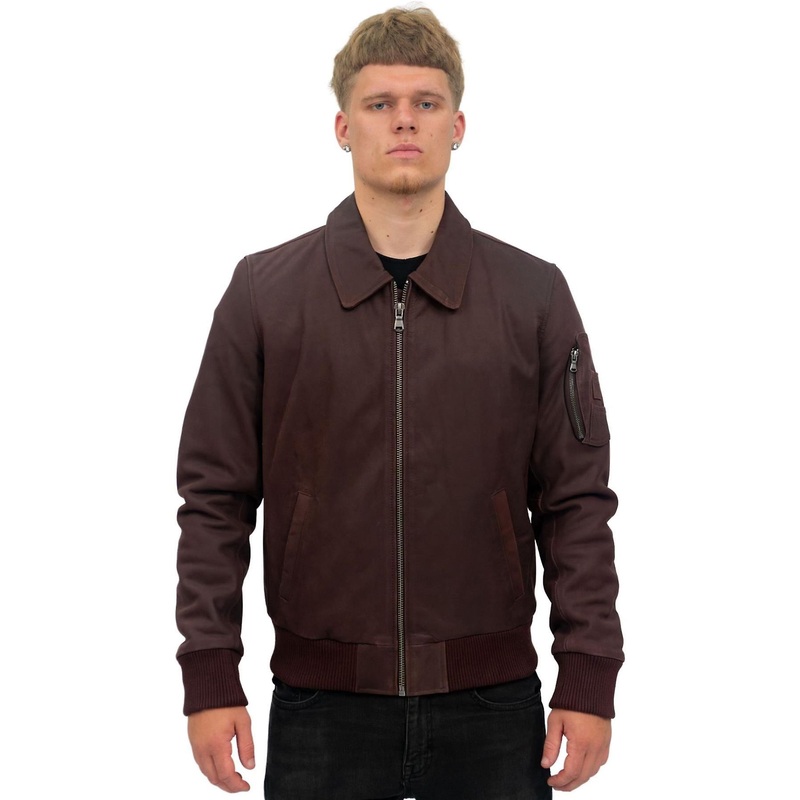 Men’s Burgundy Cowhide Analine Leather A2 US Airforce Bomber Jacket
