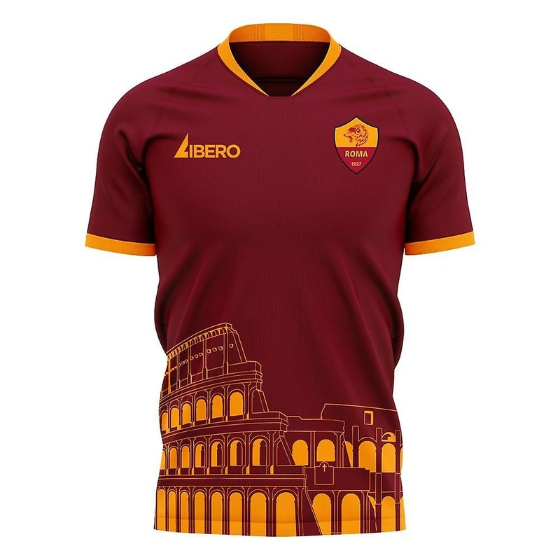 Roma 2025-2026 Home Concept Football Kit (Libero) – No Sponsor – Kids (Long Sleeve)