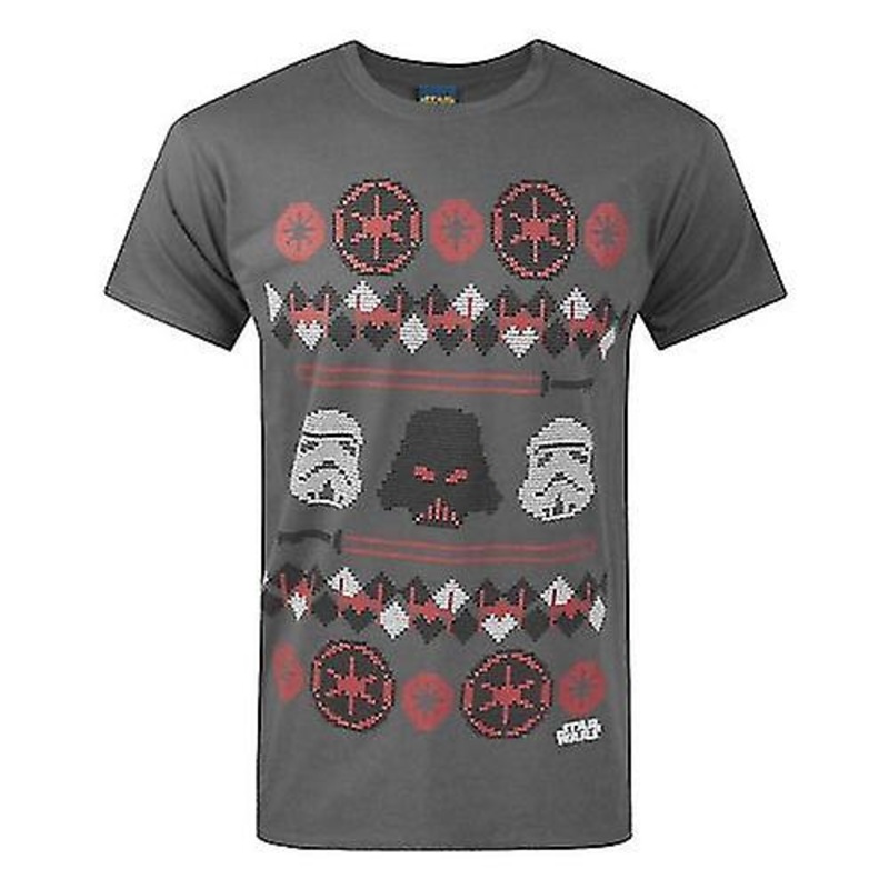Star Wars Mens Darth Vader Fair Isle Christmas T-Shirt