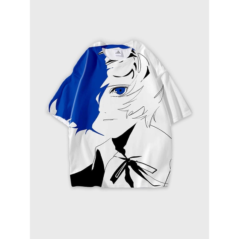 T-Shirt Round Neck, Loose Short Sleeve PERSONA Graphic Tee, Unisex Summer Casual Top V2178
