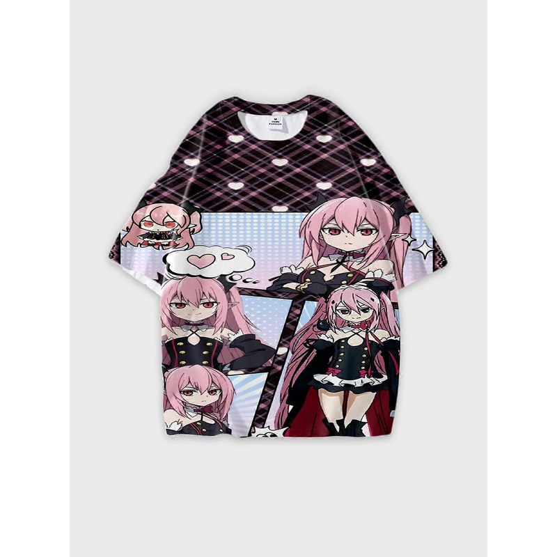 T-Shirt Round Neck, Loose Short Sleeve Seraph of the end Krul Tepes Graphic Tee, Unisex Summer Casual Top U936