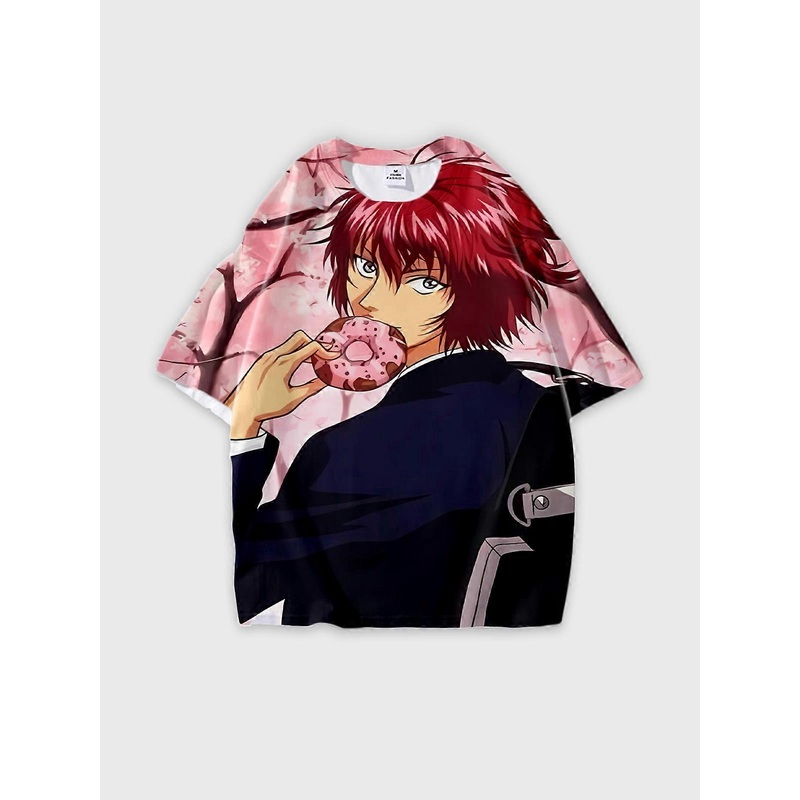 T-Shirt Round Neck, Loose Short Sleeve The Prince of Tennis Graphic Tee, Unisex Summer Casual Top V609