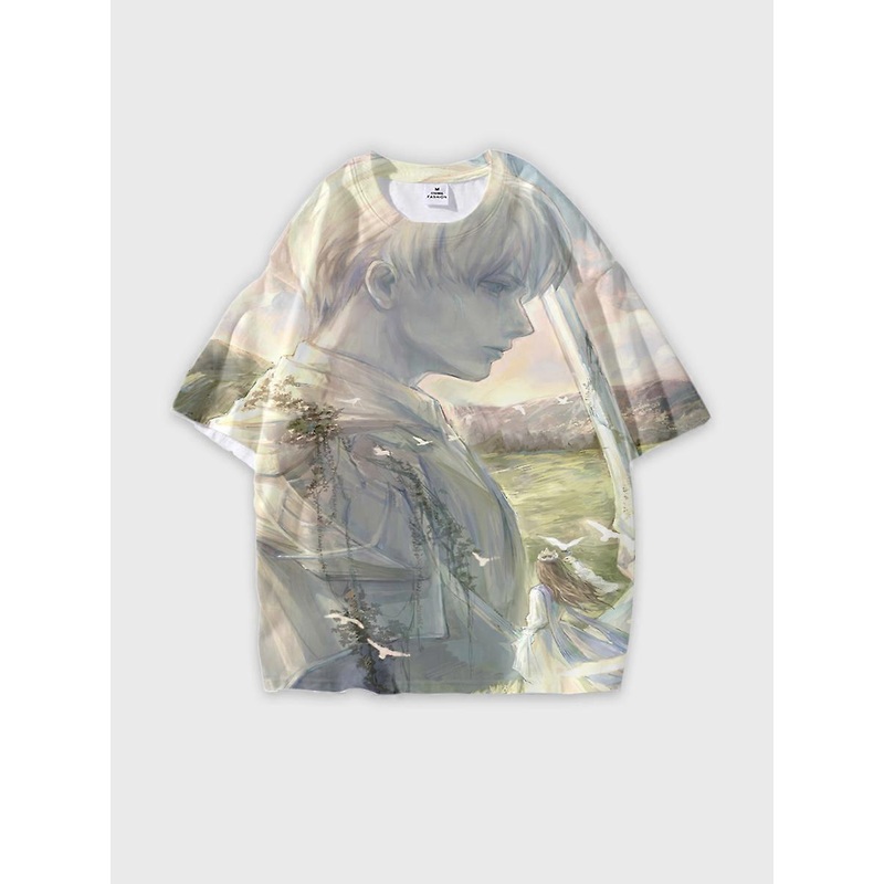 T-shirt round neck Role Pattern loose short sleeve O353