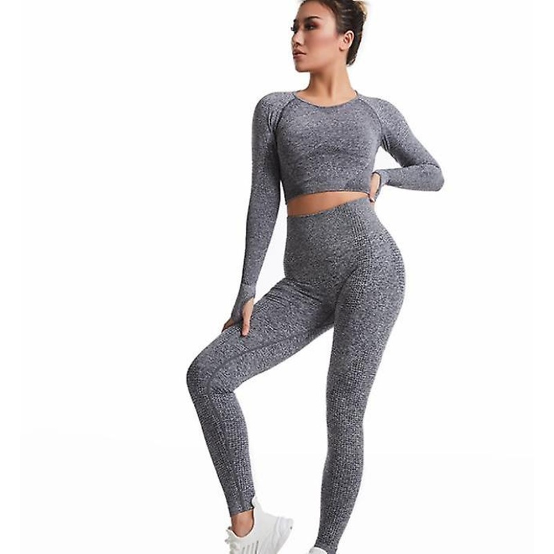 Women’s Yoga Clothing Set Fashion High Quality High Waist Tight Hip Lift Long Sleeve Pants Set Women Yoga Pants Sports Fitness Pants