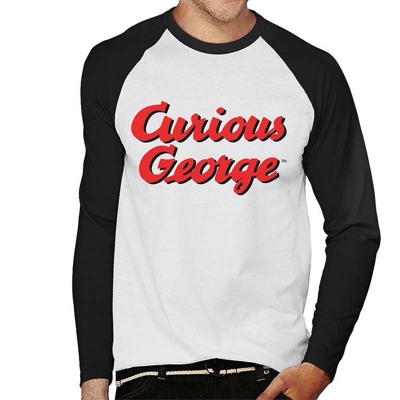 Curious George Red Logo Men’s Baseball Long Sleeved T-Shirt
