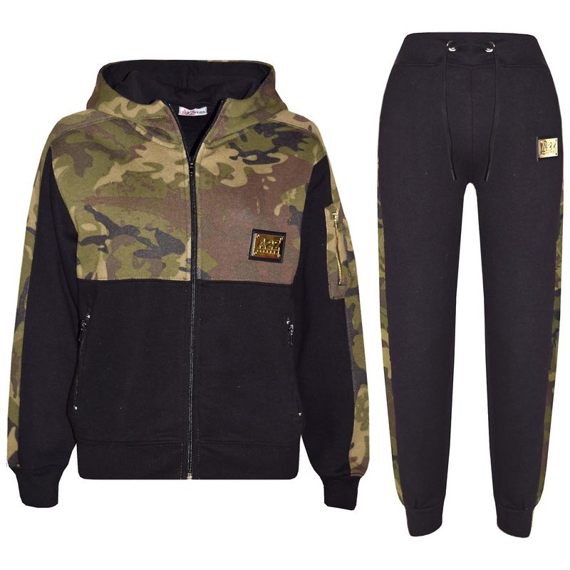 Kids Unisex Camouflage Panelled Tracksuit