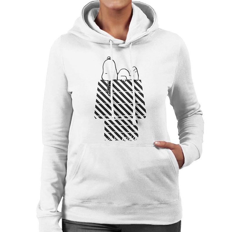 Peanuts Snoopy Black And White Stripe Kennel Women’s Hooded Sweatshirt