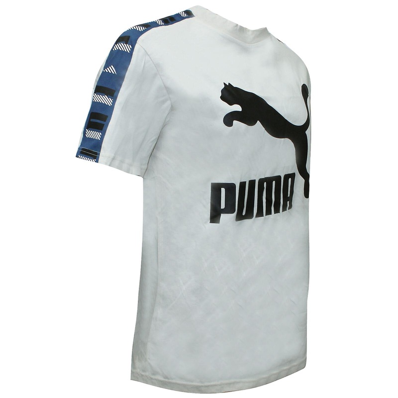Puma Womens Revolt Tee Taped Casual Logo T-Shirt Ivory 578416 02