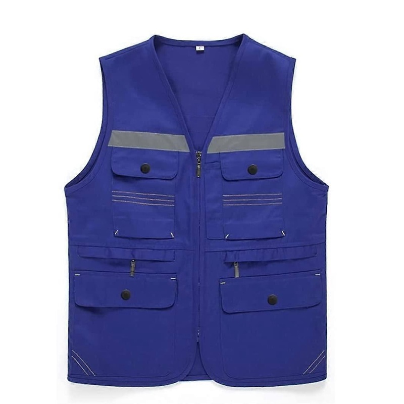 Safety Vests Unisex High-Visibility Reflective With Pockets And Zipper For Construction And Surveying