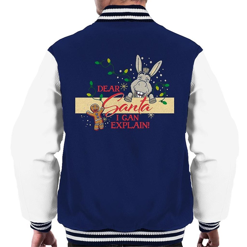 Shrek Christmas Donkey Dear Santa I Can Explain Men’s Varsity Jacket