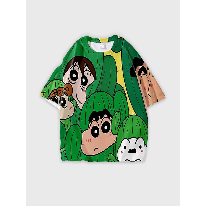 T-shirt round neck Cartoon Pattern loose short sleeve B1875