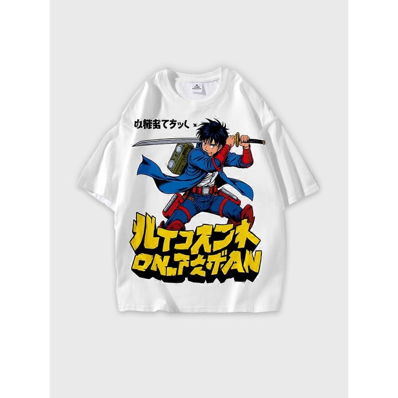 T-shirt round neck Character Pattern loose short sleeve P2436