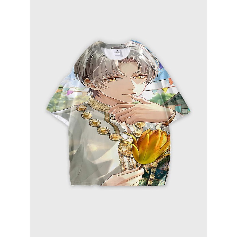 T-shirt round neck Role Pattern loose short sleeve E1059