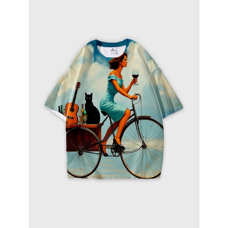 T-Shirt Short Sleeve Round Neck, Summer Casual Loose Graphic Tee, Unisex Pattern U2314