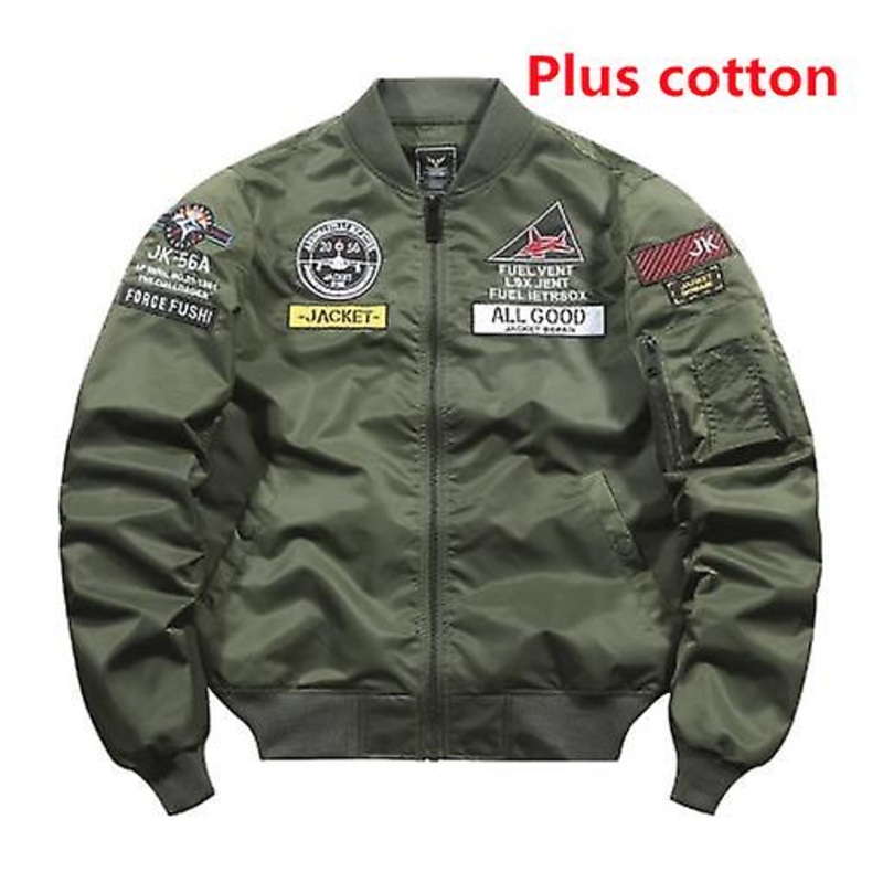 2022 Men’s Fashion Embroidered Tough Guy Jacket Plus Cotton Thin Air Force Ma1 Pilot Jacket Trend Zipper Flying Baseball Uniform