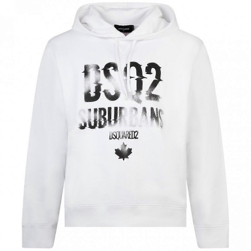 Dsquared2 Faded Suburbans Logo White Hoodie