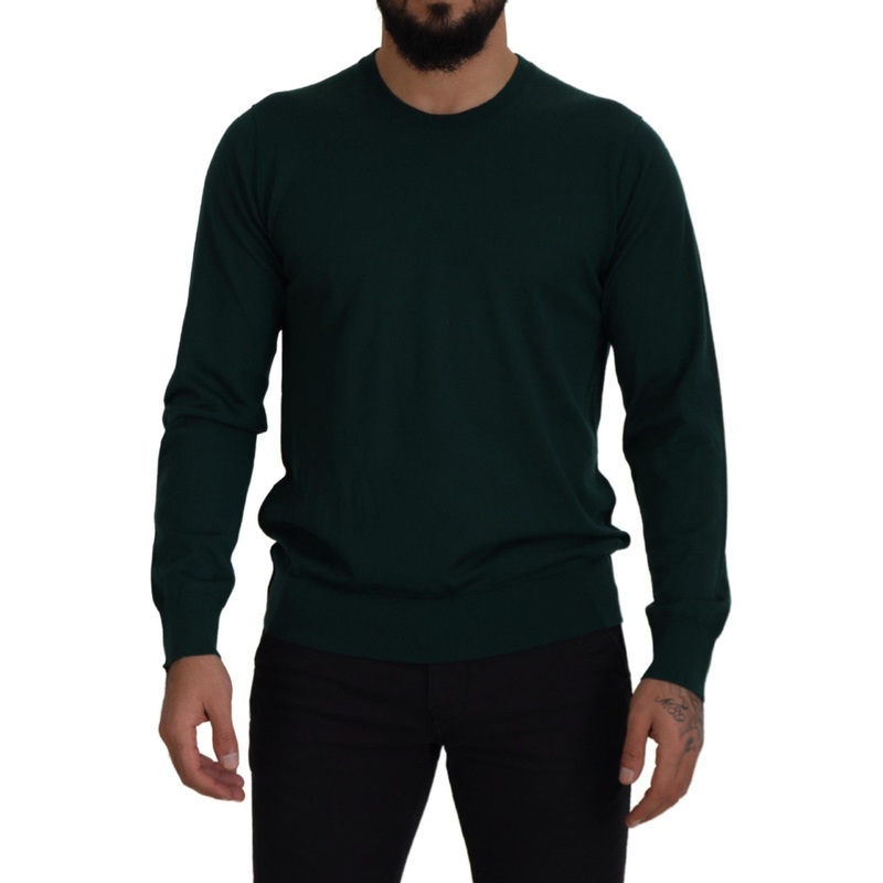 Green Cashmere Crewneck Pullover Sweater