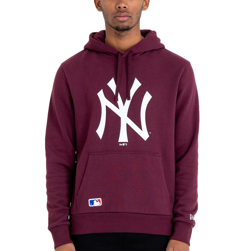 New Era New York NY Yankees MLB Team Logo Pullover Sweatshirt Hoodie – Maroon
