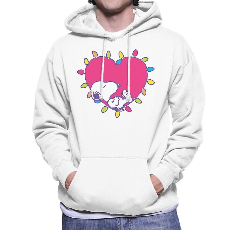 Peanuts Snoopy Sleeping In A Lit Up Pink Heart Men’s Hooded Sweatshirt