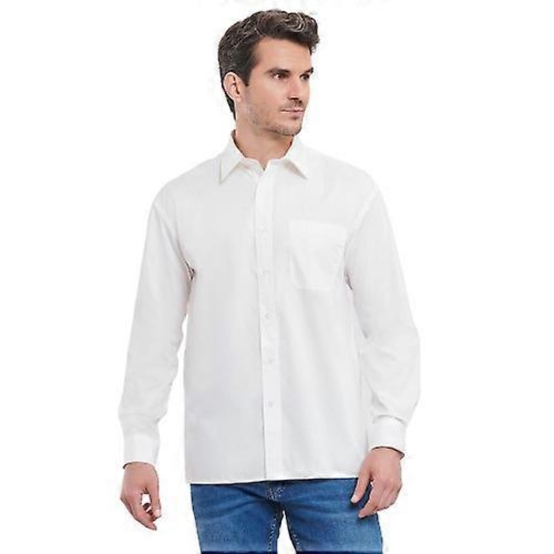 Russell Collection Mens Poplin Easy-Care Long-Sleeved Shirt