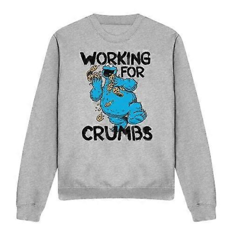 Sesame Street Unisex Adult Working For Crumbs Cookie Monster Sweatshirt