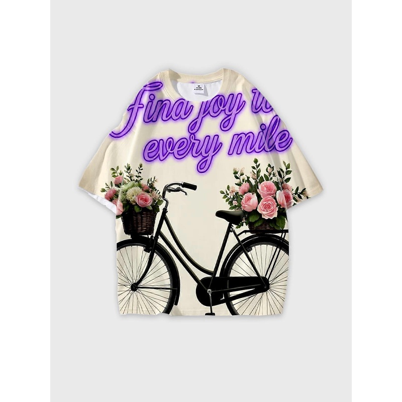 T-Shirt Round Neck, Loose Short Sleeve Pattern Graphic Tee, Unisex Summer Casual Top W2657