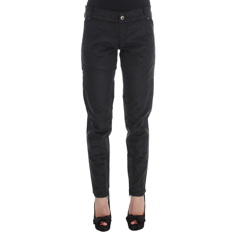 Black Cotton Blend Regular Fit Pants