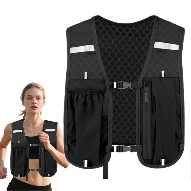 Flowing Water Vest, Trail Running Vest  Breathable Hydration Vest for Men Women Hiking Cycling Camping Black A