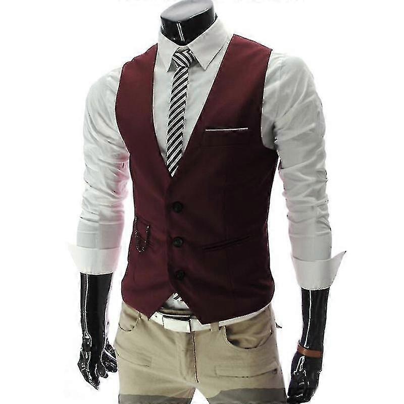 Mens Peaky Blinder Men Business Waistcoat Slim Fit Suit Vest Jacket Coat