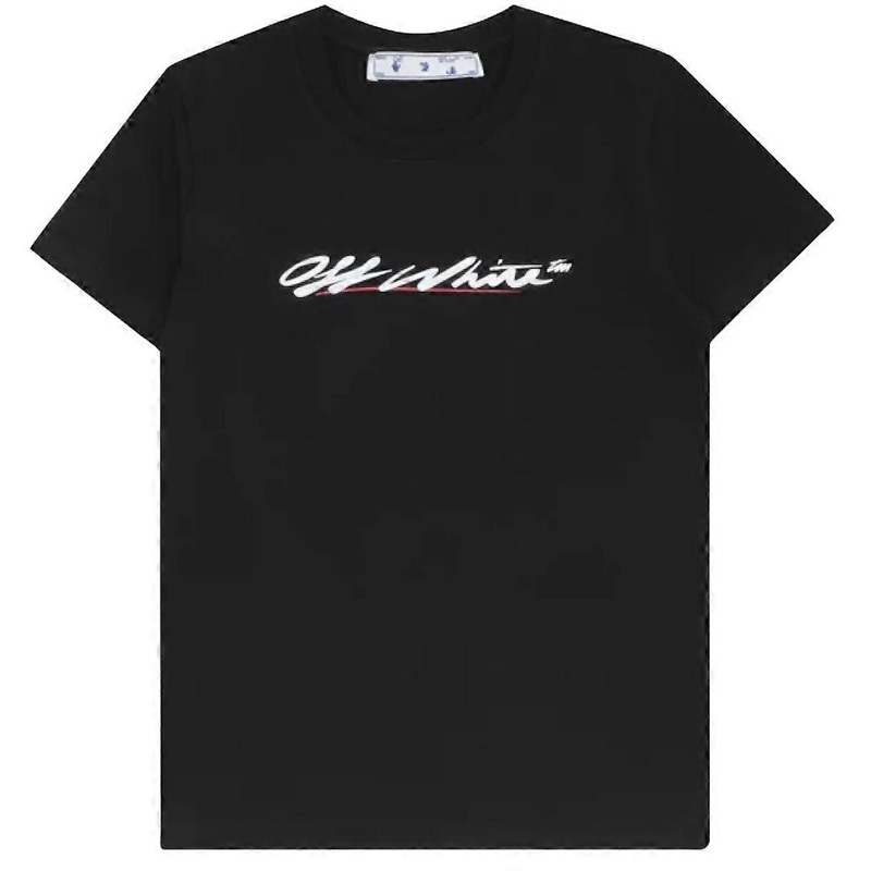 Off-White New Script Logo Casual Fit Black T-Shirt
